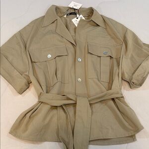 Zara Beige Utility Shirt Jacket